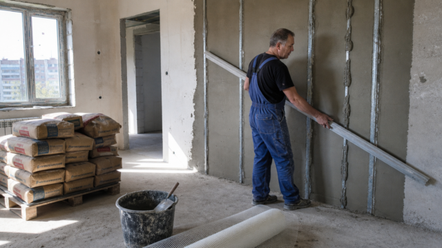 materialy dlja vyravnivanija sten smesi i instrumenty e207f9f2